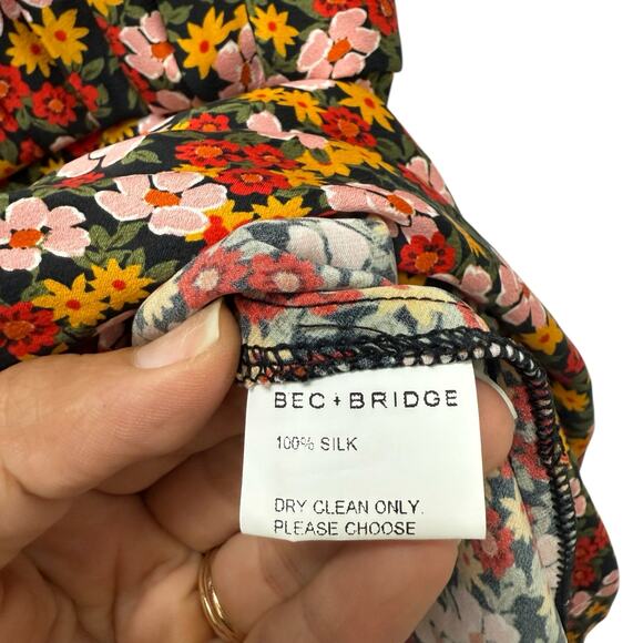 New Bec + Bridge New Romantics Silk‎ Mini Dress Floral Women’s Size 8 - Picture 10 of 13